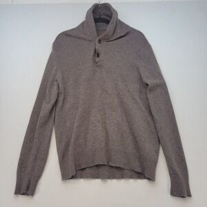 J.Crew Shawl Collar Sweater Mens XL Brown Lambswool Blend Button Pullover